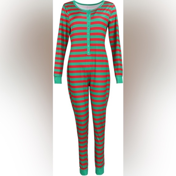 Festive Christmas Onesie with Candy Cane Design Pajamas - Picture 2 of 7